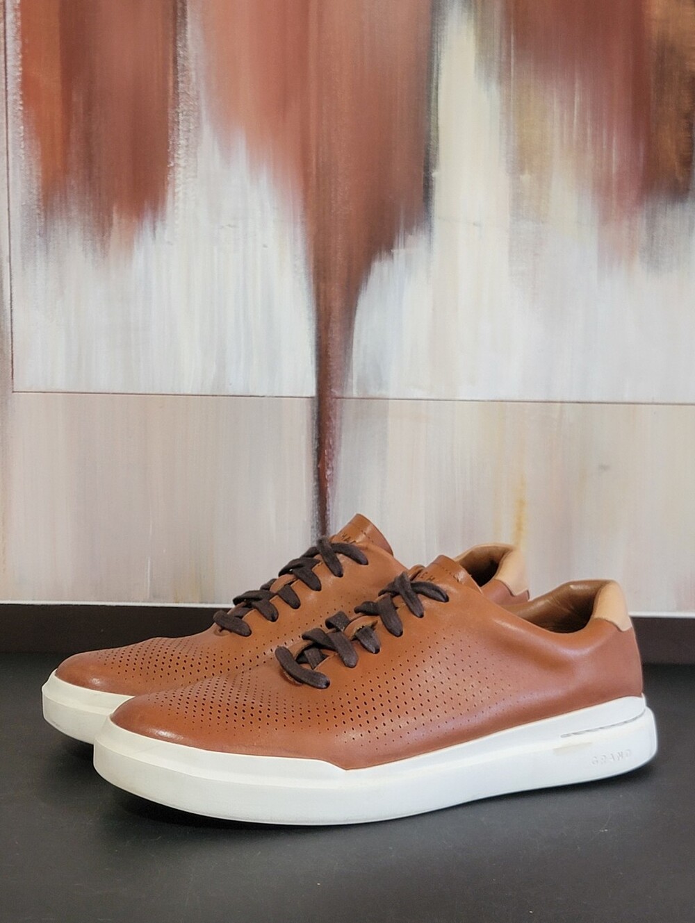 Cole Haan Grand Men's 10 Leather Low Top Lace Up Sneakers Rubber Outsole C31218